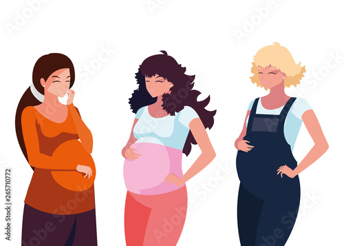 group of beautiful pregnancy women characters