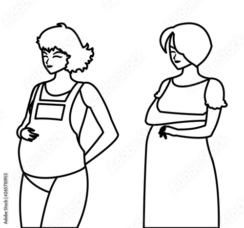 couple of beautiful pregnancy women characters