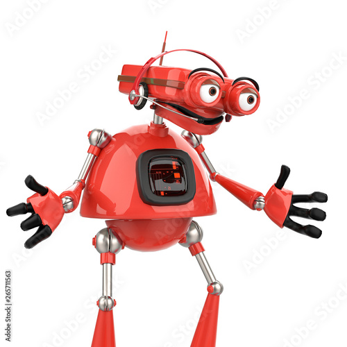 vintage red robot in a white background
