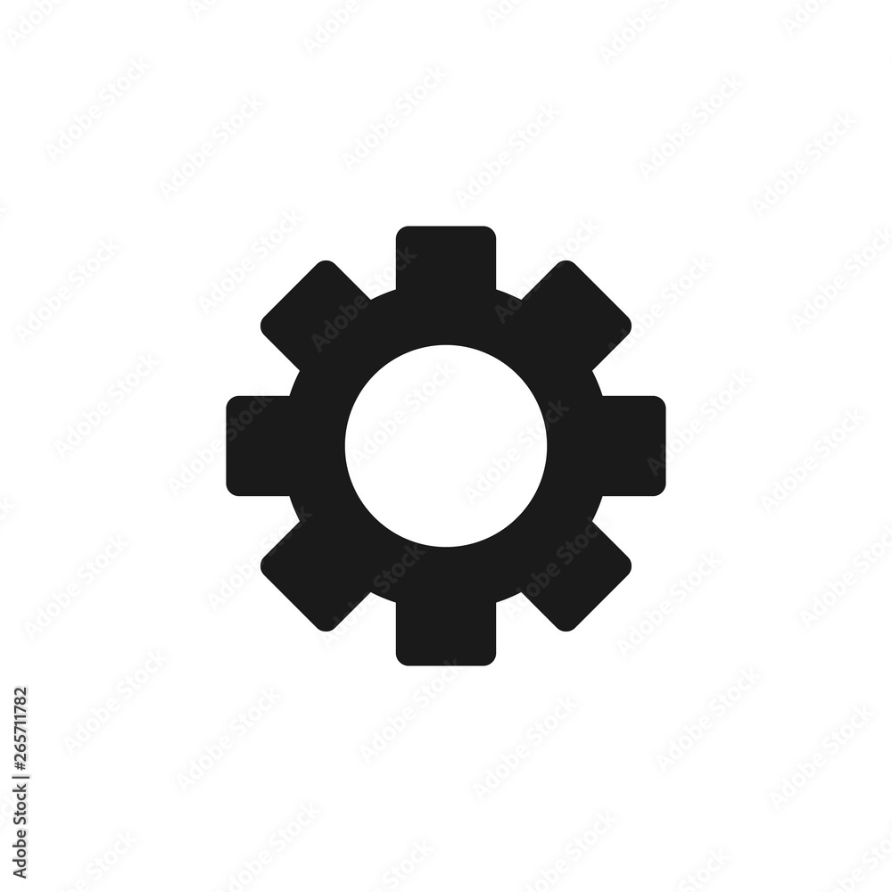 Settings icon vector, Tools, Cog, Gear Sign Isolated on white background. Help options account concept. Trendy Flat style for graphic design, logo, Web site, social media, UI, mobile app.