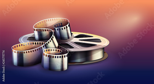 Film-strip for cinema motion picture production and movie theater entertainment. Eps10 vector illustration.