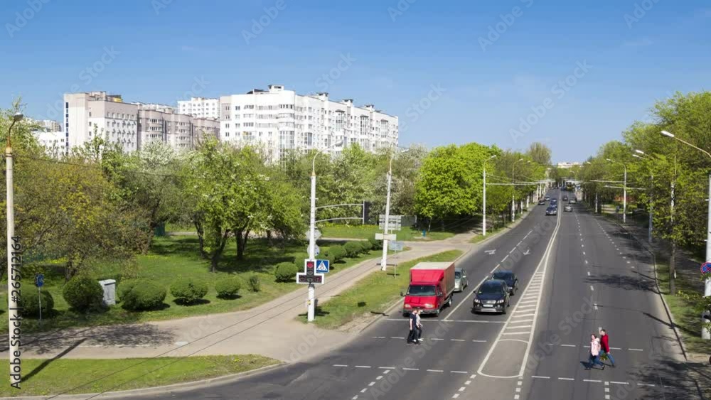 Automobile traffic in the city, summer day, time lapse. Automobile traffic in the city, summer day, time lapse.