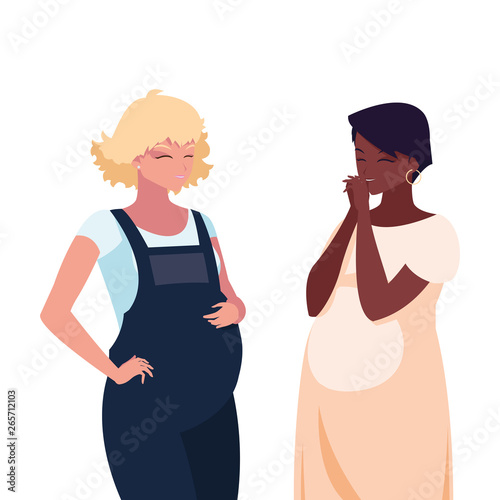interracial couple of pregnancy women characters