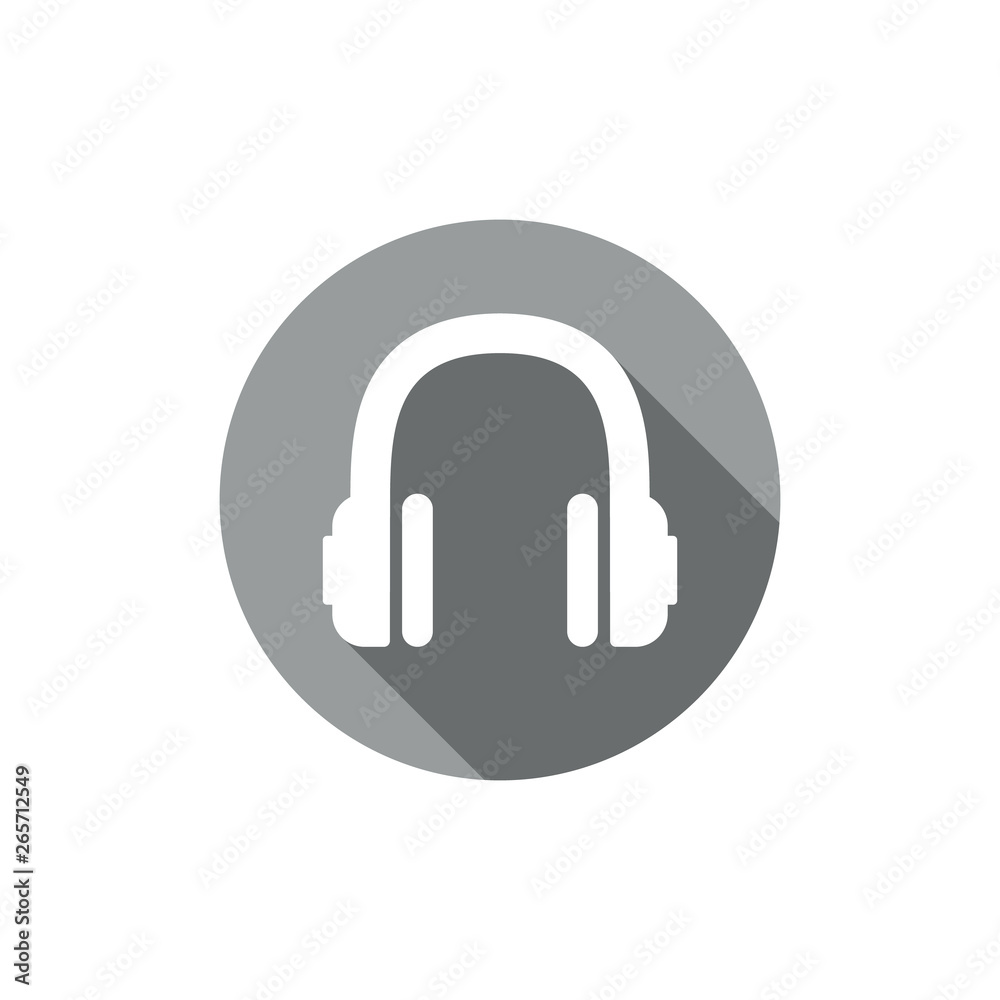 Headphones Icon in trendy flat style. Perfect headphone design in grey circle for your mobile and web design. Headphones Icon in trendy flat style. Perfect headphone design in grey circle for your mobile and web design.