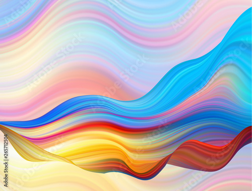 Colorful flow brush stroke. Wave sea isolated line