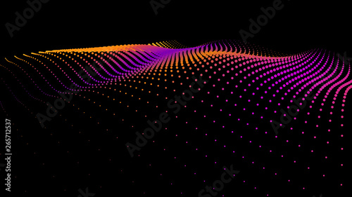 3d sea dots wave glowing stream background flow
