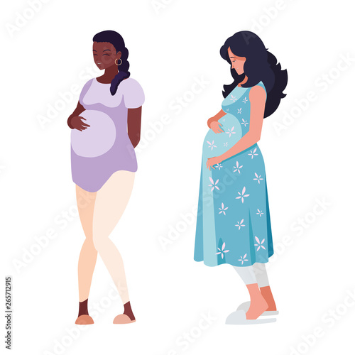 interracial couple of pregnancy women characters