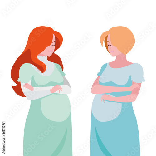 couple of beautiful pregnancy women characters