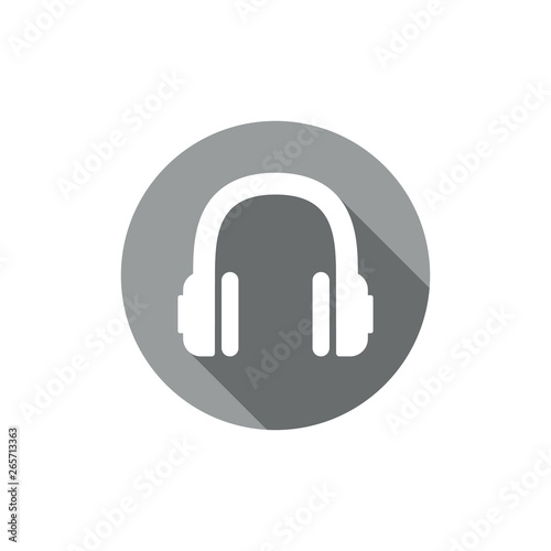Headphones Vector Icon in trendy flat style. Perfect headphone design in grey circle for your mobile and web design.