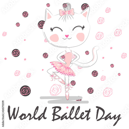 World Ballet Day, October. Young girl performing ballet dance conceptual