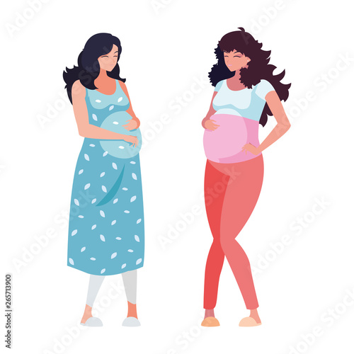 couple of beautiful pregnancy women characters