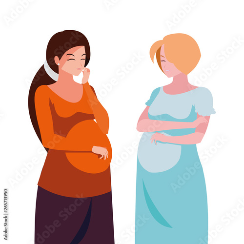 couple of beautiful pregnancy women characters