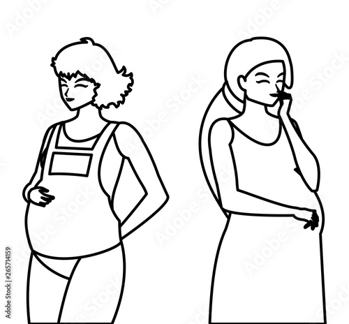 couple of beautiful pregnancy women characters