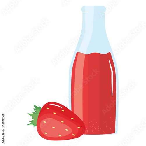 fresh strawberries juice fruit in botttle
