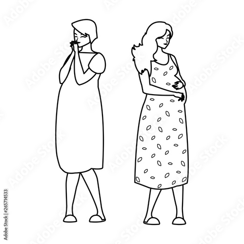 couple of beautiful pregnancy women characters