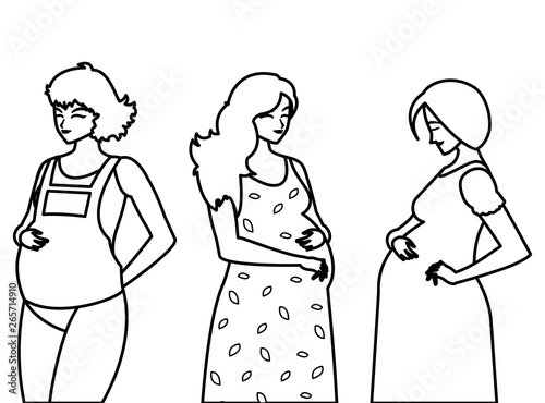 group of beautiful pregnancy women characters