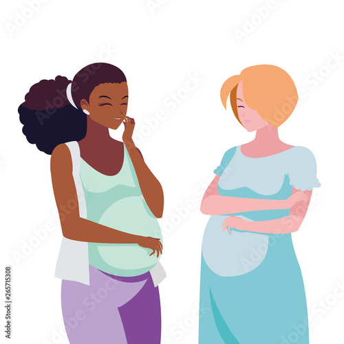interracial couple of pregnancy women characters