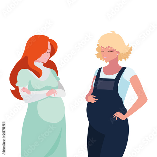 couple of beautiful pregnancy women characters