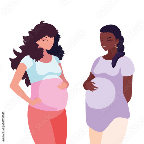 interracial couple of pregnancy women characters
