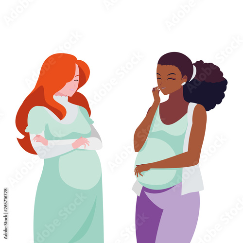 interracial couple of pregnancy women characters
