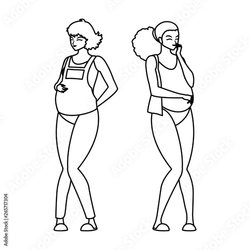 couple of beautiful pregnancy women characters