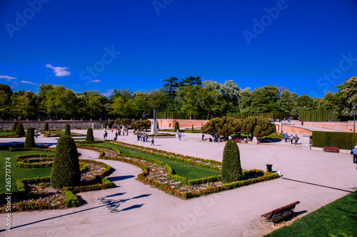The “Buen Retiro” Park in Madrid. Retiro Park is one of the largest parks of the city of Madrid, Spain. Picture taken – 27 April 2019.