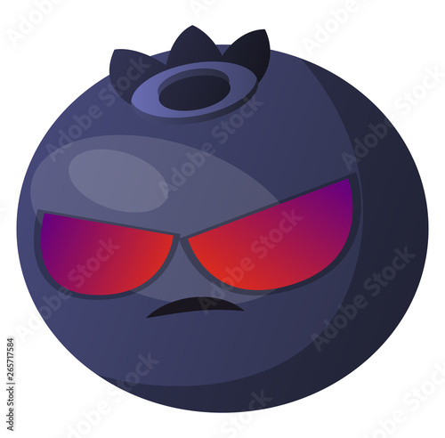 Angry blueberry illustration vector on white background