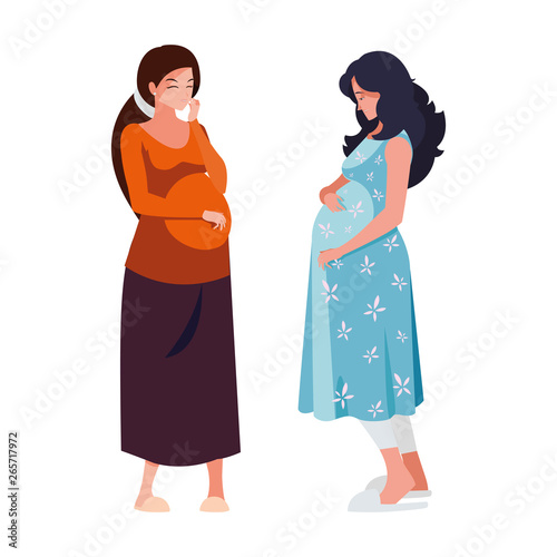 couple of beautiful pregnancy women characters