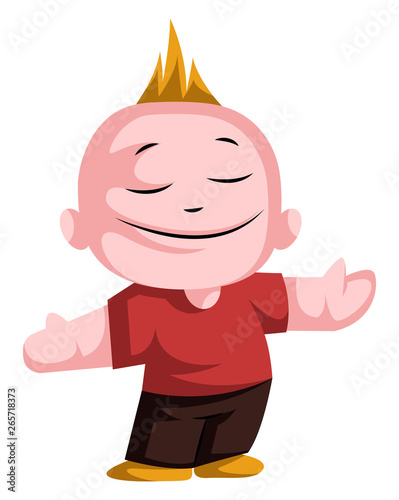 Young boy with his arms wide open ready for a hug illustration vector on white background