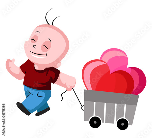 Boy with quite a lot balloons illustration vector on white background
