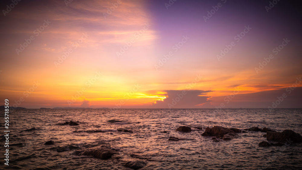 sea sunset with dramatic clouds