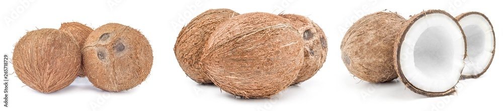 Set of coconut isolated on a white background Set of coconut isolated on a white background