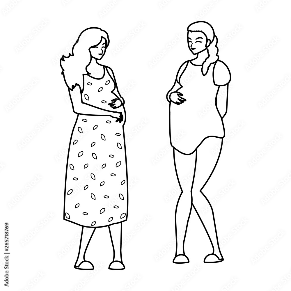 couple of beautiful pregnancy women characters couple of beautiful pregnancy women characters