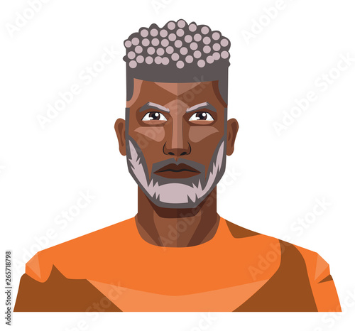 African guy with grey hair and beard illustration vector on white background