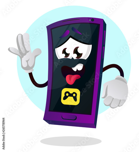 Tired mobile emoji waving illustration vector on white background