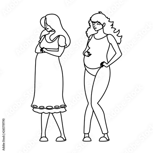 couple of beautiful pregnancy women characters
