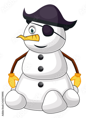 Pirate snowman illustration vector on white background
