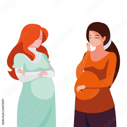 couple of beautiful pregnancy women characters