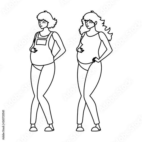 couple of beautiful pregnancy women characters