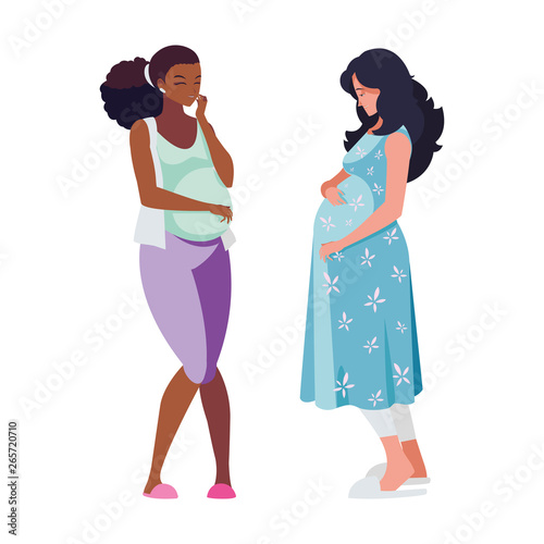 interracial couple of pregnancy women characters