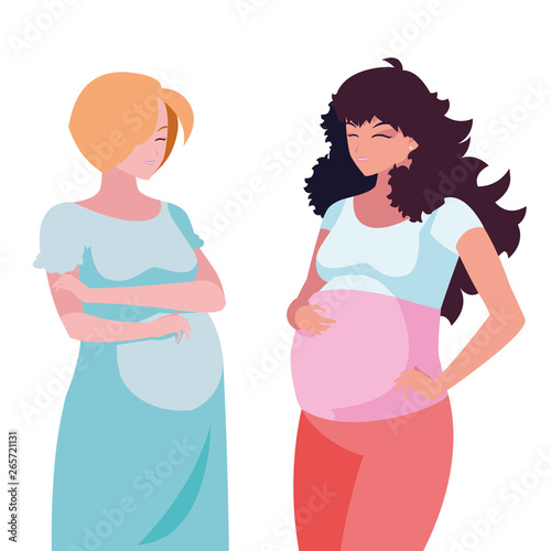 couple of beautiful pregnancy women characters
