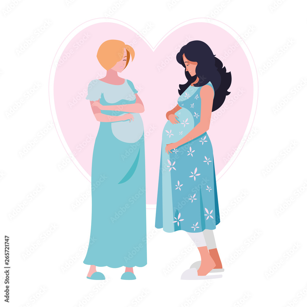 couple of beautiful pregnancy women in heart couple of beautiful pregnancy women in heart
