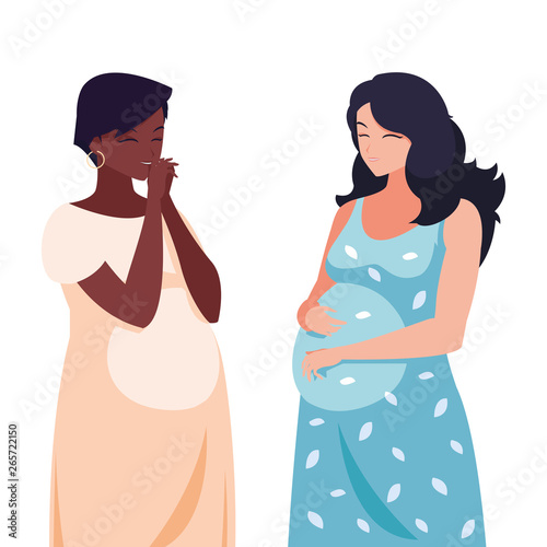interracial couple of pregnancy women characters