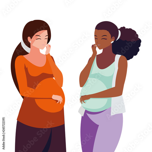 interracial couple of pregnancy women characters