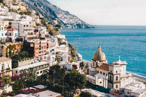 View of Positano and Mediterranean Sea