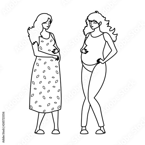 couple of beautiful pregnancy women characters