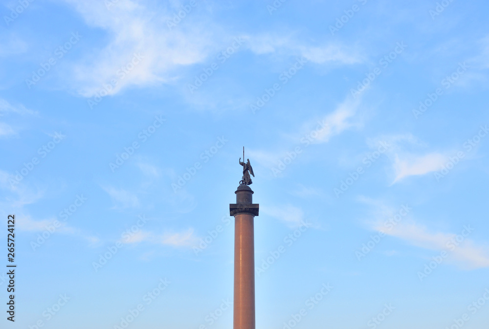 Alexander Column on blue sky background.