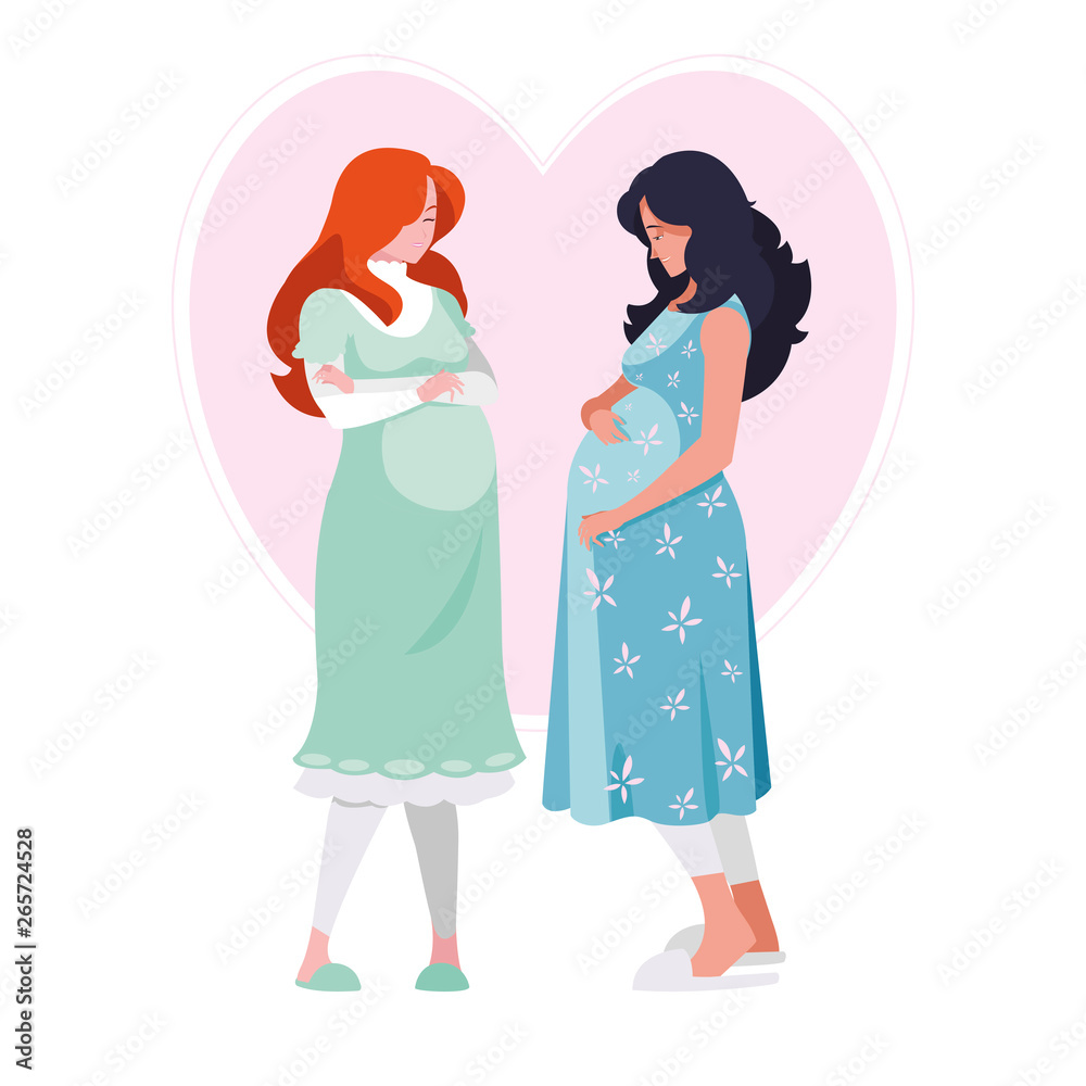 couple of beautiful pregnancy women in heart couple of beautiful pregnancy women in heart