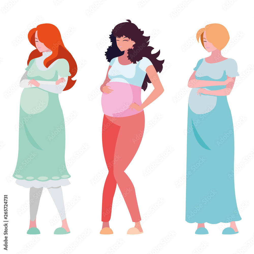 group of beautiful pregnancy women characters group of beautiful pregnancy women characters