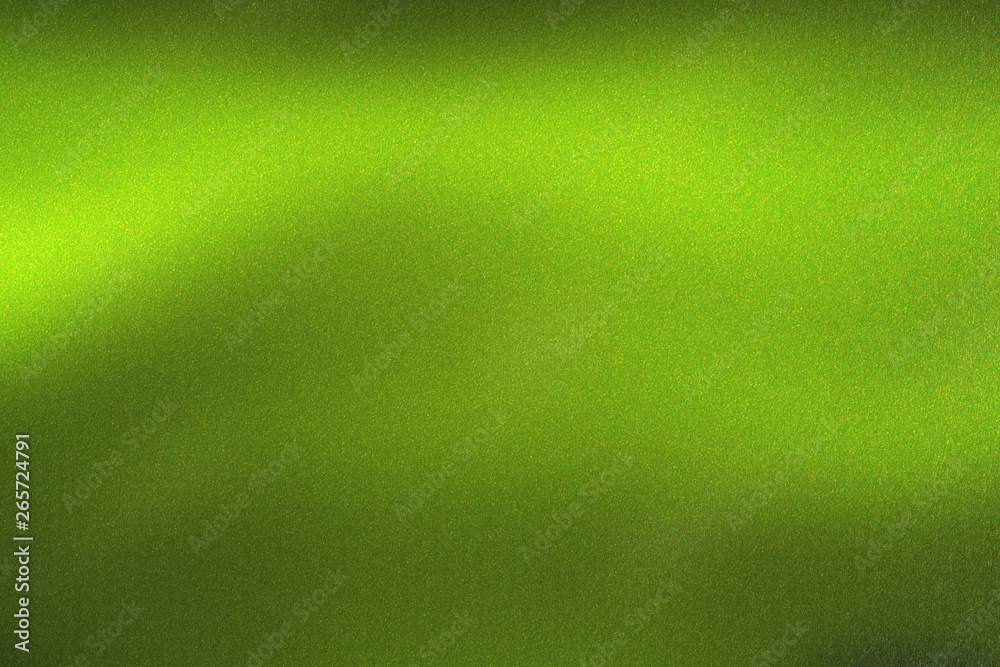 Glowing green wave metal wall, abstract texture background